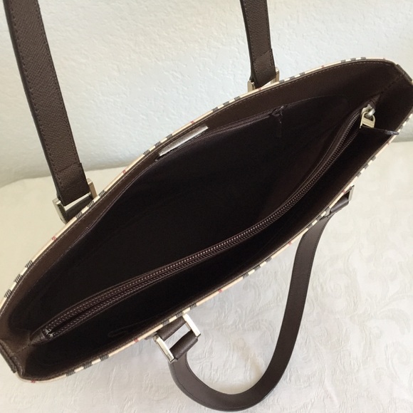 Burberry check canvas brown leather trim tote - Picture 9 of 11